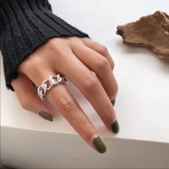 💎new 925 Sterling Chunky Chain Ring Resizable - Picture 8 of 11